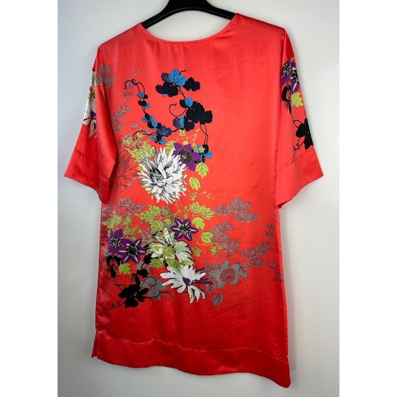 Soft Surroundings Floral Asian Inspired Kimono Drop Shoulder Satin Dress Small - Picture 14 of 14
